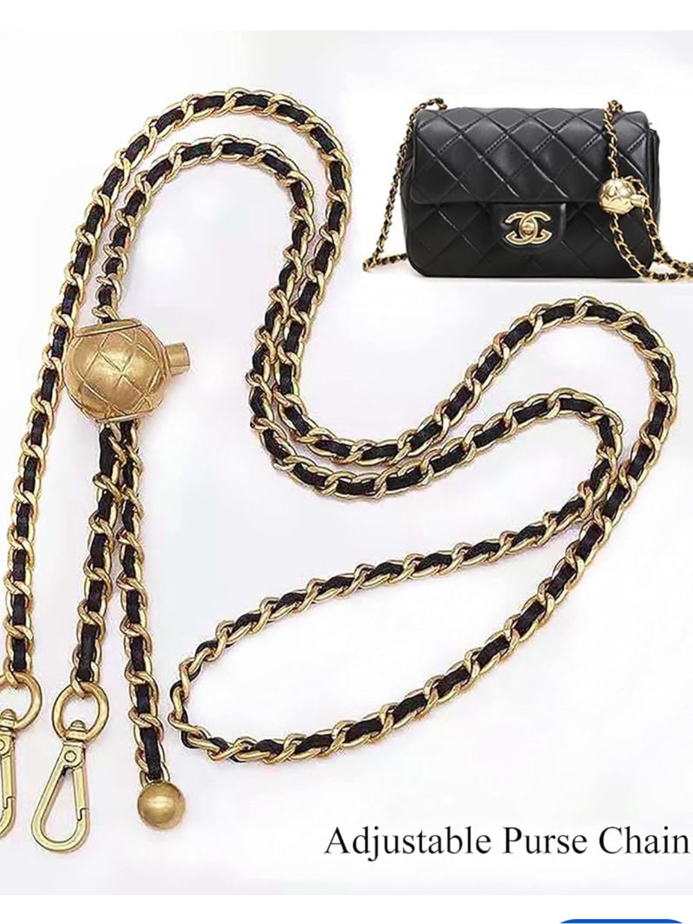 Chain Strap with matching wristlet Gold Chain Strap. 2 piece set